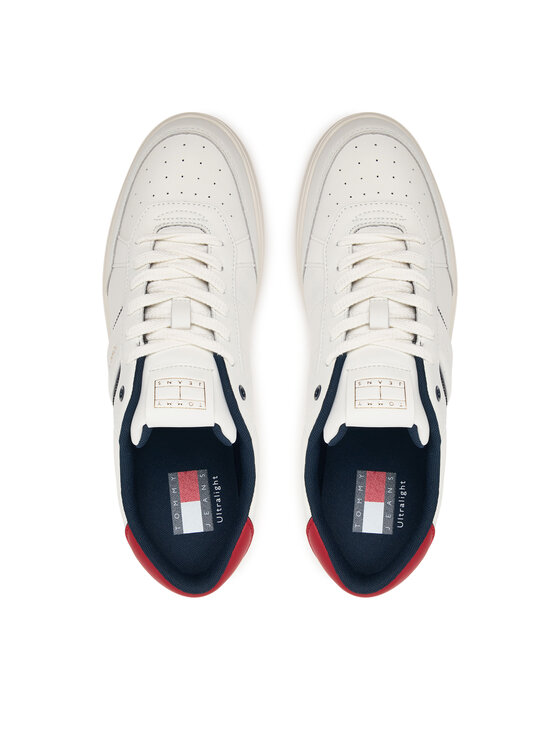 Tommy Jeans Sneakersy Tommy Jeans Lightweight Flag Leather Court EM0EM01758 Bílá