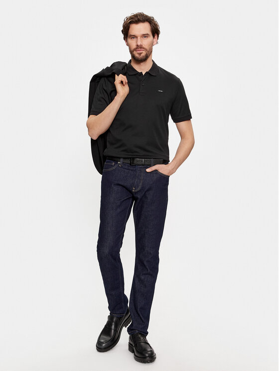 Calvin Klein Calvin Klein Polo majica Smooth Cotton Slim Polo K10K111657 Črna Regular Fit