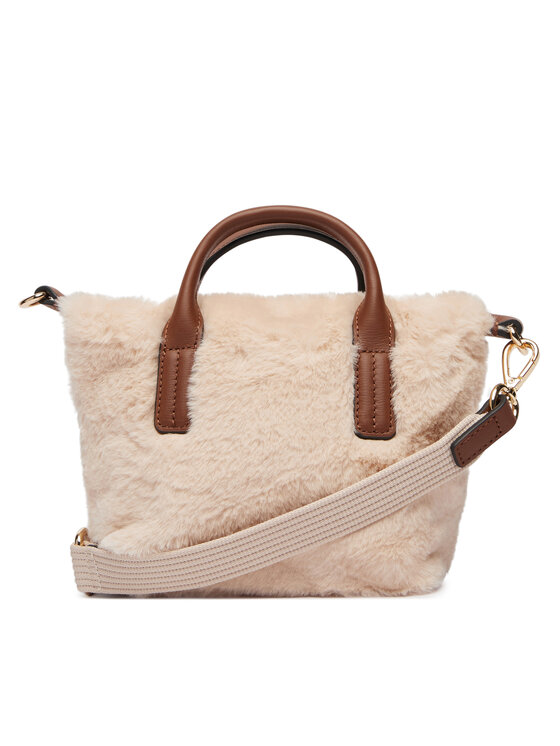 Tommy Hilfiger Kabelka Tommy Hilfiger Popette Micro Tote Faux Fur AW0AW19311 Světle béžová
