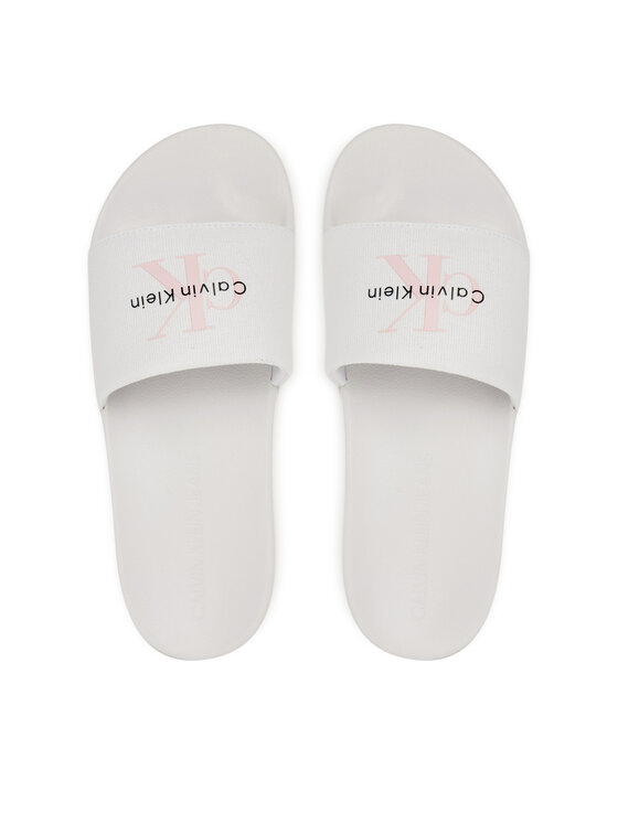 Calvin Klein Jeans Šlepetės Calvin Klein Jeans Slide Monogram Wn Logo Ck YW0YW01967 Balta