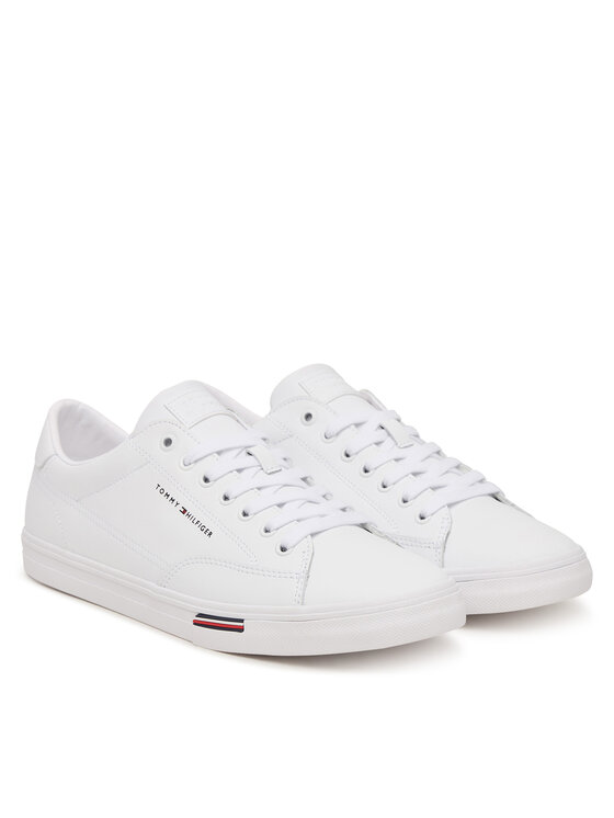 Tommy Hilfiger Sneakersy Tommy Hilfiger Signature Midsole Lace-Up Trainers With Leather FM0FM05814 Biały