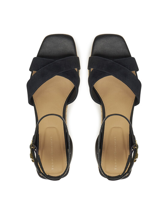 Tommy Hilfiger Espadrile Tommy Hilfiger Leather & Suede Mid Wedge Espad FW0FW08804 Črna