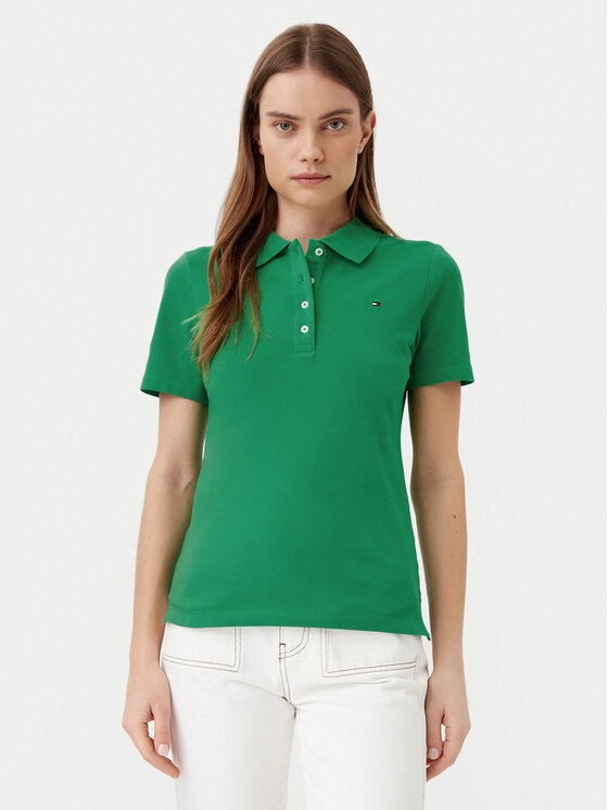 Tommy Hilfiger Tommy Hilfiger Pólóing 1985 WW0WW43225 Zöld Slim Fit