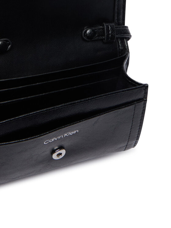 Calvin Klein Дамска чанта Calvin Klein Emblem Wallet On Strap LV04F1218G Черен