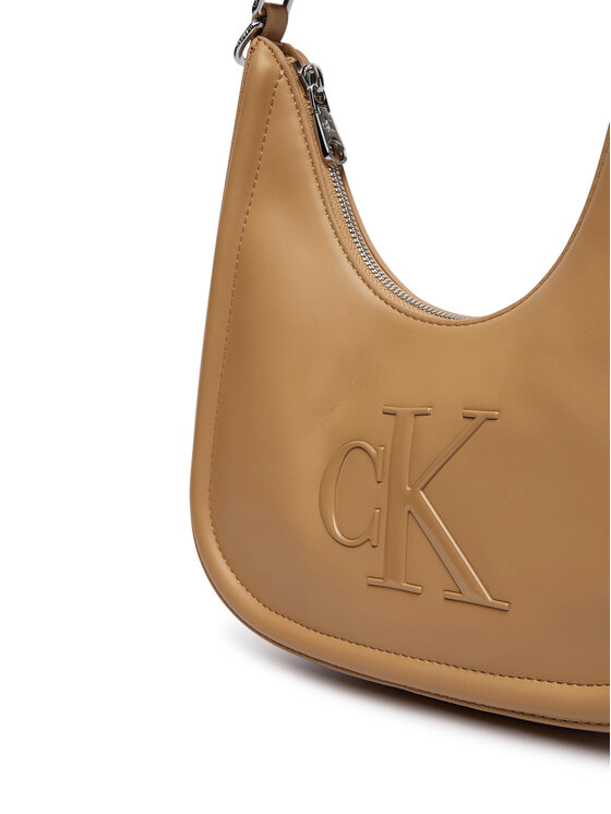 Calvin Klein Дамска чанта Calvin Klein Bold Ck Small Crescent LV04F3561G Бежов
