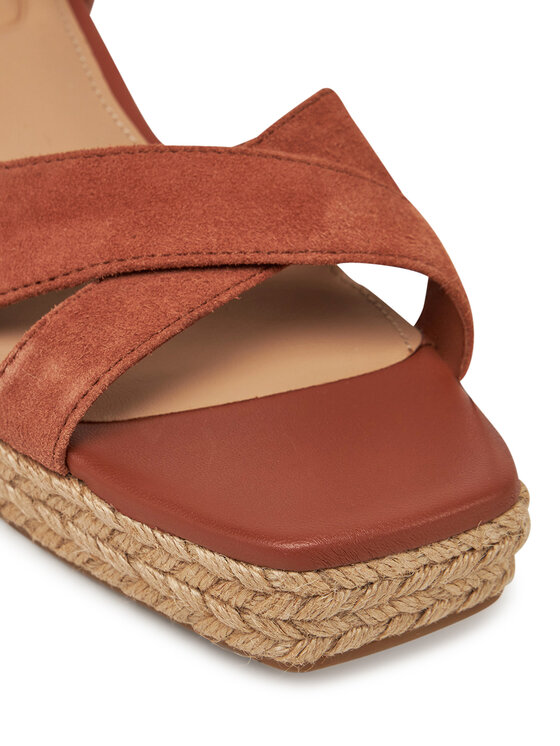 Tommy Hilfiger Espadryle Tommy Hilfiger Leather & Suede Mid Wedge Espad FW0FW08804 Brązowy