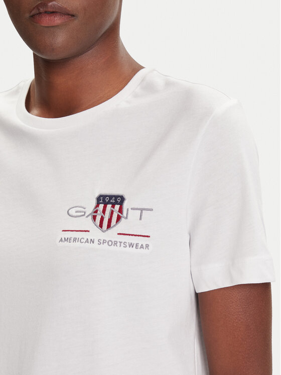 Gant Gant Camiseta Bisiklet Yaka 4200277 Blanco Regular Fit