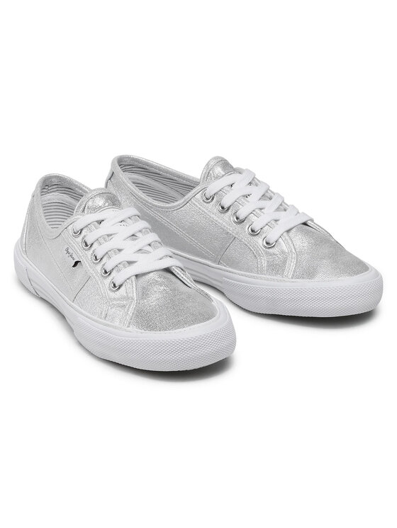 Pepe Jeans Πάνινα παπούτσια Pepe Jeans Aberlady Shine PLS31154 Ασημί