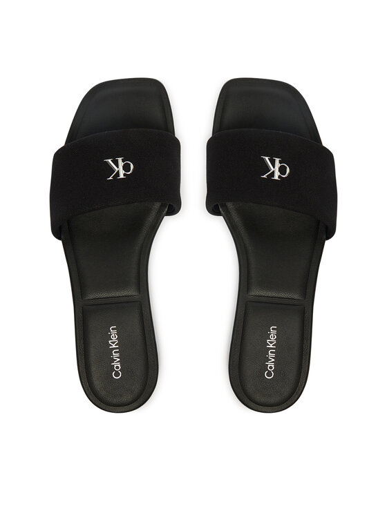 Calvin Klein Šlepetės Calvin Klein Square Flat Sndl Canvas Hw HW0HW03129 Juoda