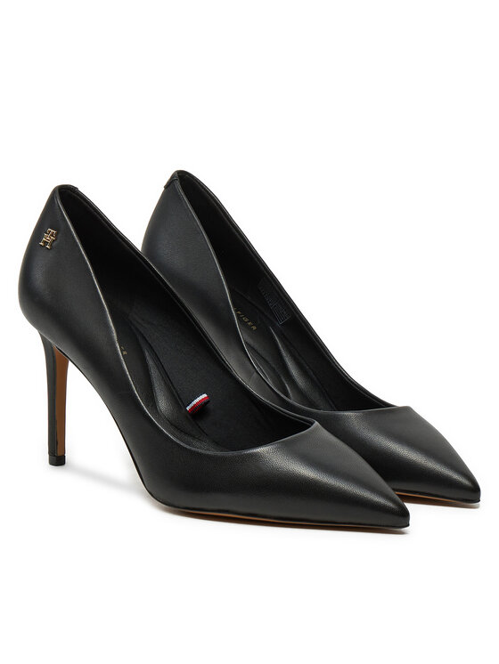 Tommy Hilfiger Pantofi cu toc subțire Tommy Hilfiger Essential Pointed Pump FW0FW07533 Negru
