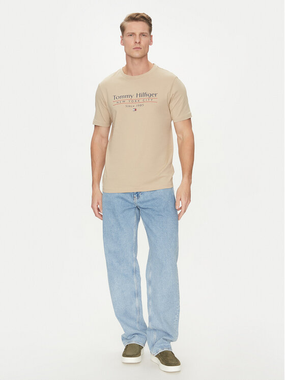 Tommy Hilfiger Tommy Hilfiger T-shirt Center Stack MW0MW38621 Beige Regular Fit