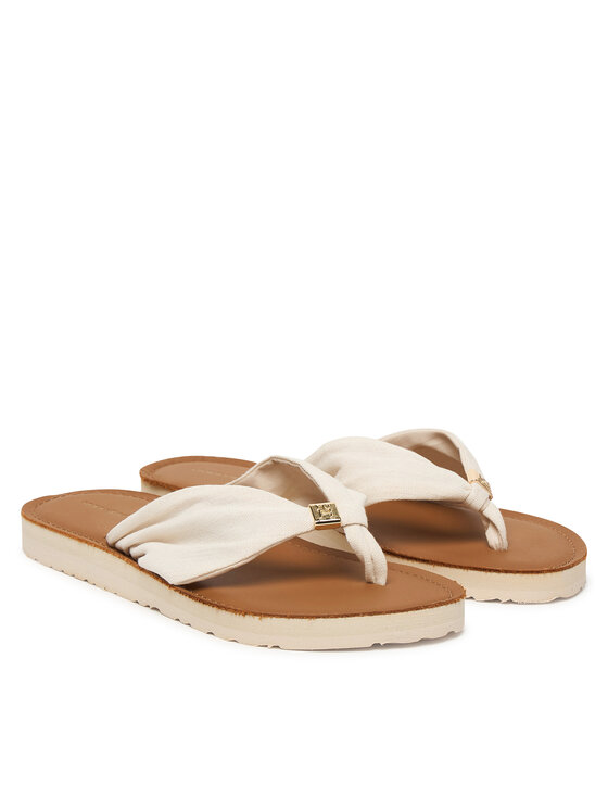 Tommy Hilfiger Čības uz pirksta Tommy Hilfiger Th Ltr Footbed Summer Sandal FW0FW09194 Écru