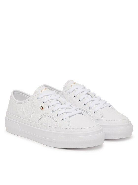 Tommy Hilfiger Snīkeri Tommy Hilfiger Platform Vulc Piping Ltr FW0FW09393 Balts