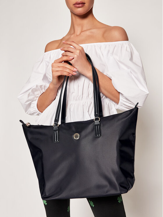 Tommy Hilfiger Geantă Tommy Hilfiger Poppy Tote AW0AW09696 Negru