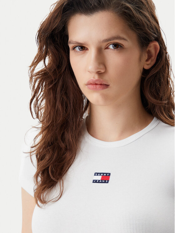 Tommy Jeans Tommy Jeans Póló Badge DW0DW17881 Fehér Slim Fit