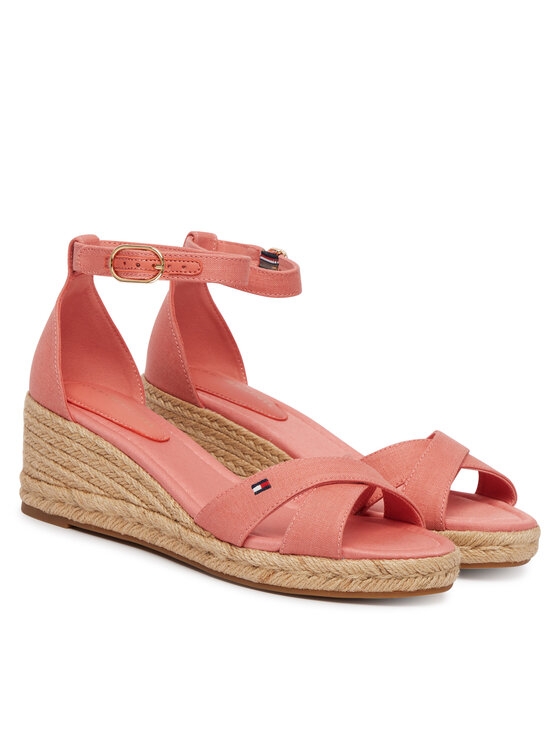 Tommy Hilfiger Espadrile Tommy Hilfiger Hemp Crossover Strap Wedge Espadrilles FW0FW09332 Ružičasta
