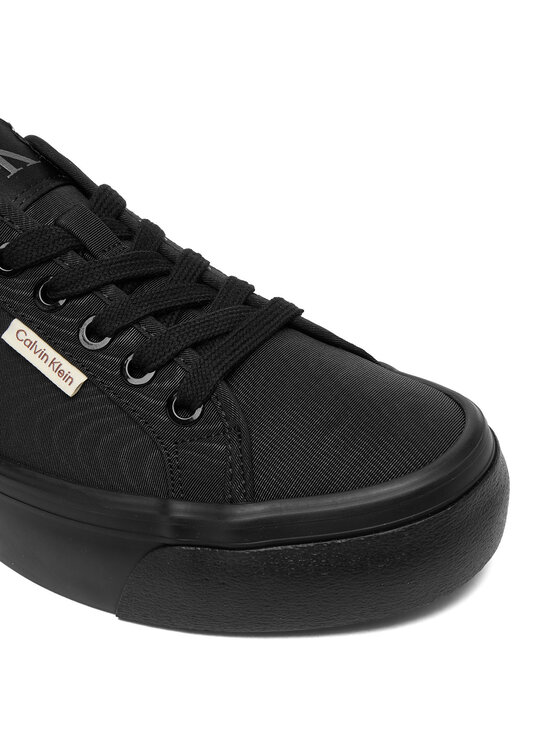 Calvin Klein Superge Calvin Klein Vulc Flatform Lace Up Moire YW0YW02012 Črna