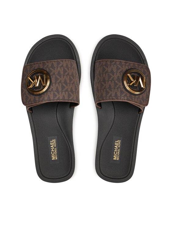 MICHAEL Michael Kors Чехли MICHAEL Michael Kors Mk Charm Slide 40R4MKFA1B Кафяв