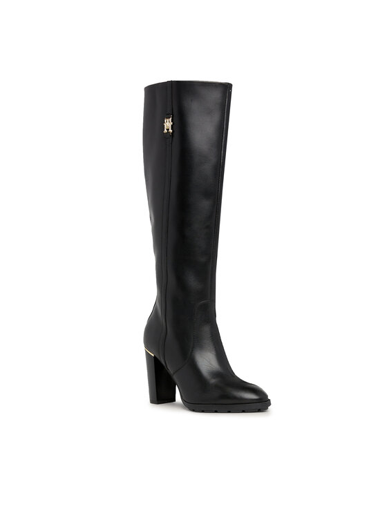 Tommy Hilfiger Ботуши Tommy Hilfiger Feminine Th Hardware Longboot FW0FW07541 Черен