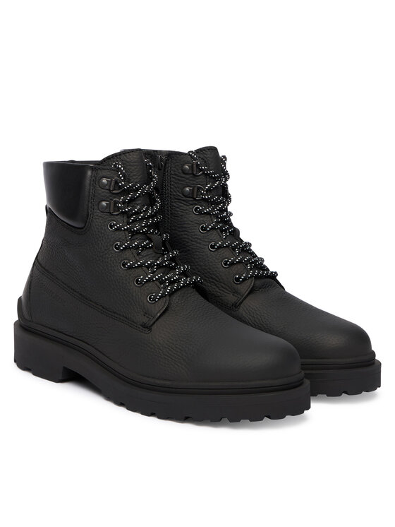 Tommy Jeans Botines planos Tommy Jeans Tjm Lace Up Boot Leather EM0EM01629 Negro