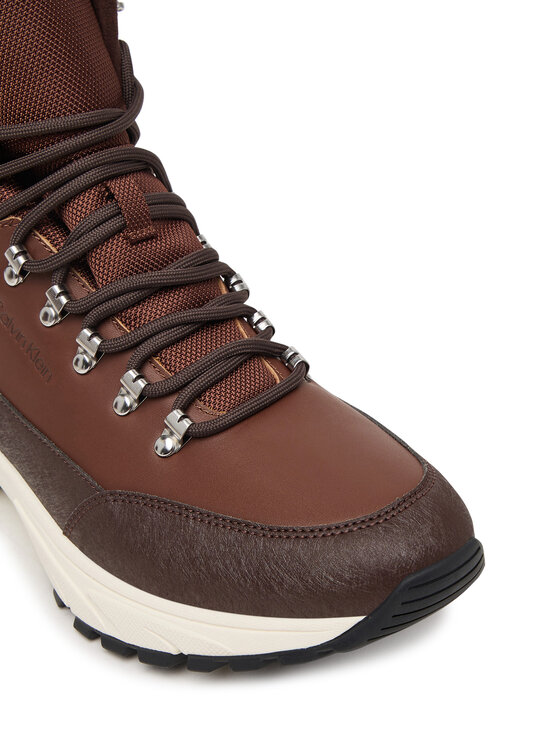 Calvin Klein Зимни обувки Calvin Klein Hike Runner Mid Laceup Lth HM0HM02323 Кафяв