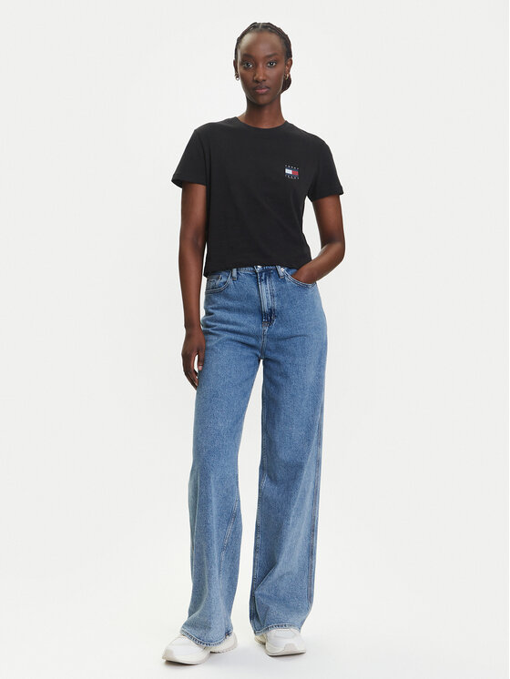 Tommy Jeans Tommy Jeans Marškinėliai Flag DW0DW21423 Juoda Regular Fit