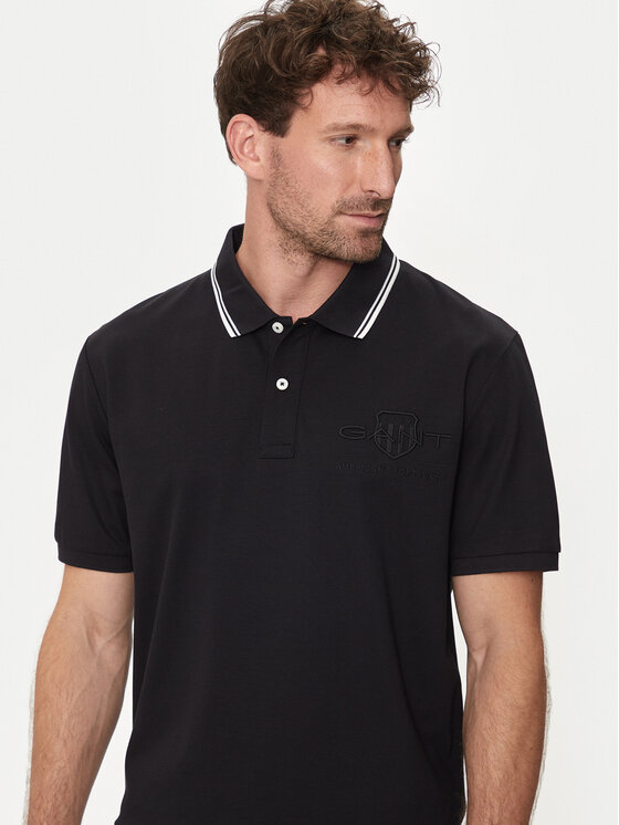 Gant Gant Pólóing Contrast 2013039 Fekete Regular Fit