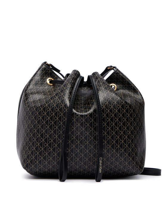 Calvin Klein Geantă Calvin Klein Emblem Aop Drawstring Bucket LV04F3785G Negru