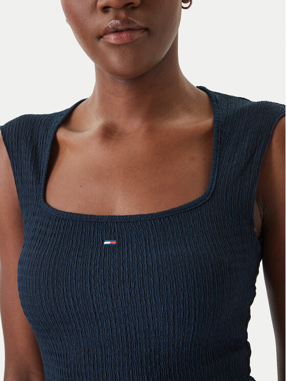 Tommy Jeans Tommy Jeans Top Smock Seersucker DW0DW22220 Azul marino Slim Fit