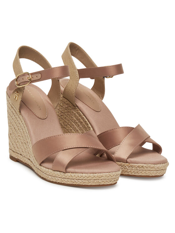 Tommy Hilfiger Espadrilky Tommy Hilfiger Satin High Wedge Espadrille FW0FW08602 Ružová