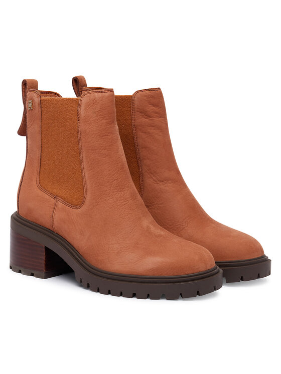 Tommy Hilfiger Botine Tommy Hilfiger Th Nubuck Chelsea Cleated Heel FW0FW09158 Maro