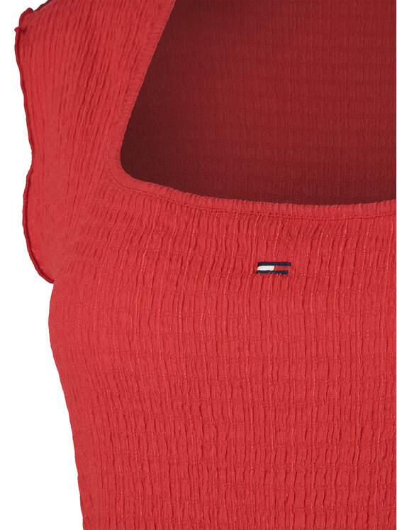 Tommy Jeans Tommy Jeans Top Smock Seersucker DW0DW22220 Rdeča Slim Fit