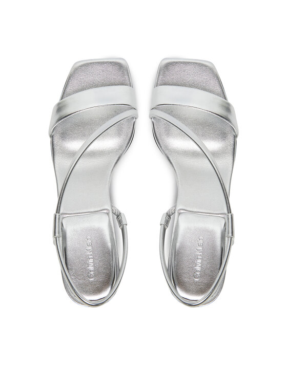 Calvin Klein Σανδάλια Calvin Klein Heel Sandal 50 Squared Metallic HW0HW02560 Ασημί