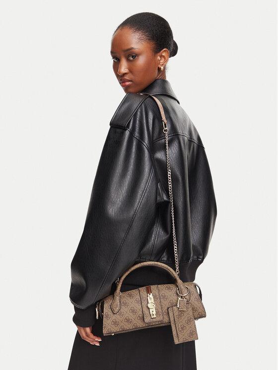 Guess Torebka Guess Yvonne Logo Mini HWSG23 78760 Brązowy jasny