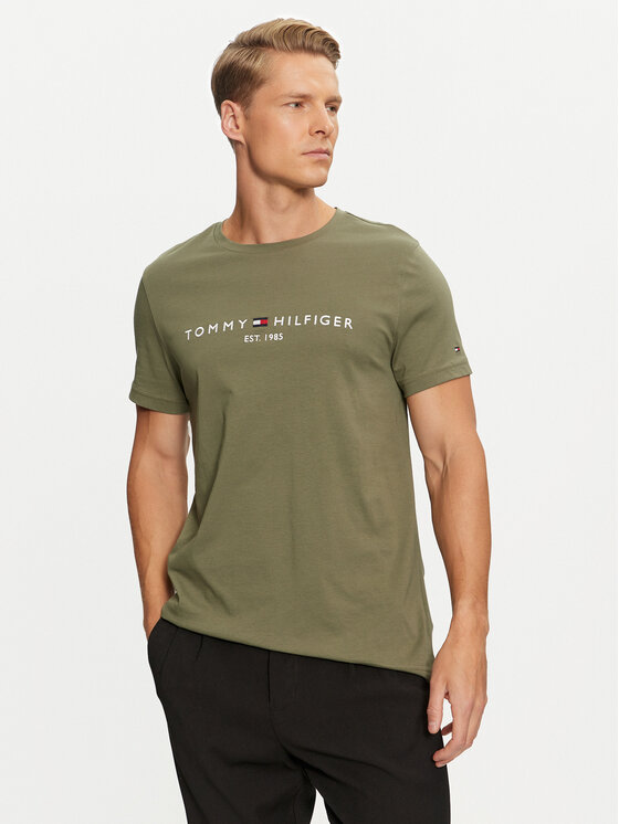 Tommy Hilfiger Tommy Hilfiger Majica Logo MW0MW11797 Zelena Slim Fit