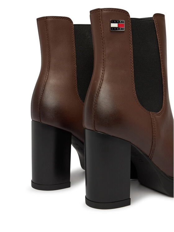 Tommy Jeans Botki Tommy Jeans Tjw Chelsea High Heel Boots EN0EN03112 Brązowy