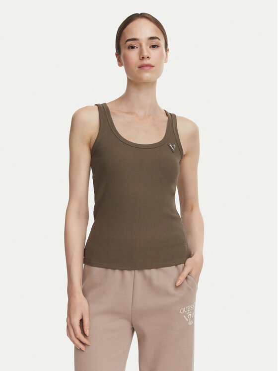 Guess Guess Marškinėliai V4YP06 K8RT2 Chaki Slim Fit