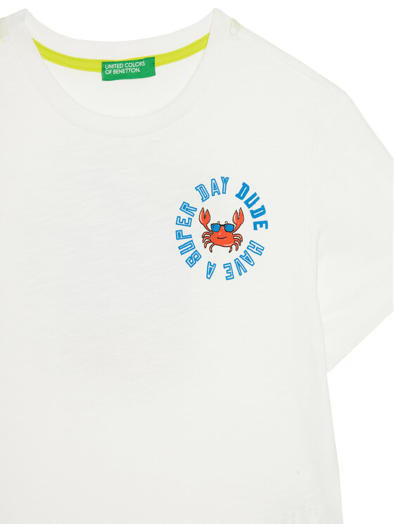 United Colors Of Benetton United Colors Of Benetton Marškinėliai 3SLUG10JF Écru Regular Fit