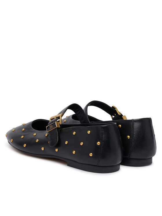 Tommy Hilfiger Balerini Tommy Hilfiger Th Buckle Leather Stud Ballerina FW0FW09541 Negru