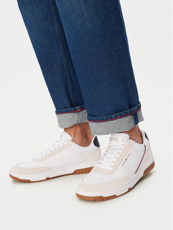 Tommy Hilfiger Sneakersy Tommy Hilfiger Th Basket Core Leather Suede Mix FM0FM05881 Biały