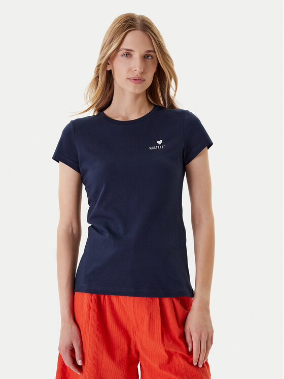 Mustang Mustang T-shirt Loa 1016509 Blu scuro Slim Fit