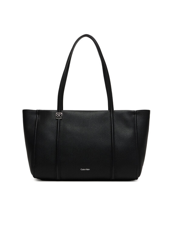 Calvin Klein Ročna torba Calvin Klein Emblem Hw Pebble Tote LV04F3424G Črna