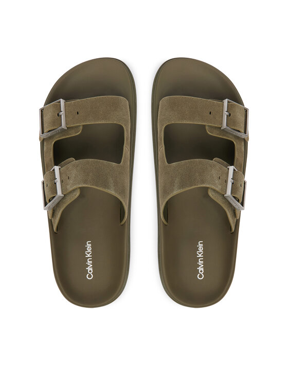 Calvin Klein Šlepetės Calvin Klein City Sandal Buckle Suede HW0HW03130 Žalia