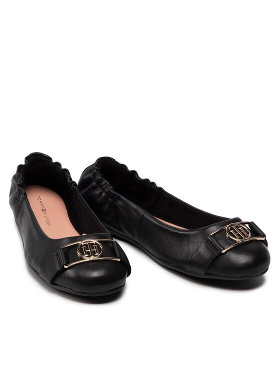 Tommy Hilfiger Μπαλαρίνες Tommy Hilfiger Th Essential Leather Ballerina FW0FW06096 Μαύρο