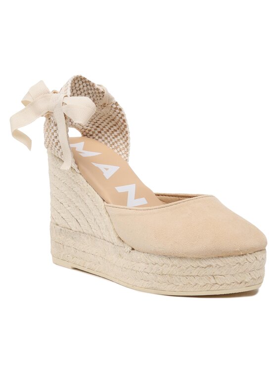 Manebi Еспадрильї Manebi Soft Suede Wedge Espadrilles M 1.1 WV Бежевий