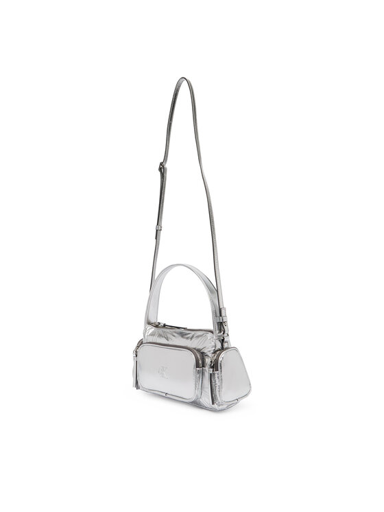 Calvin Klein Ročna torba Calvin Klein Pocket Silver Nylon Small Bag LV04F3443G Srebrna