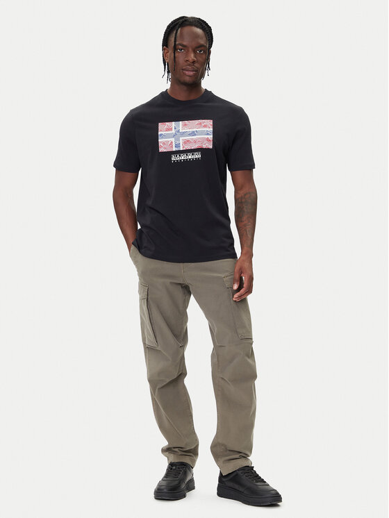 Napapijri Napapijri Camiseta S-Drapeau Ss NP0A891K Negro Regular Fit