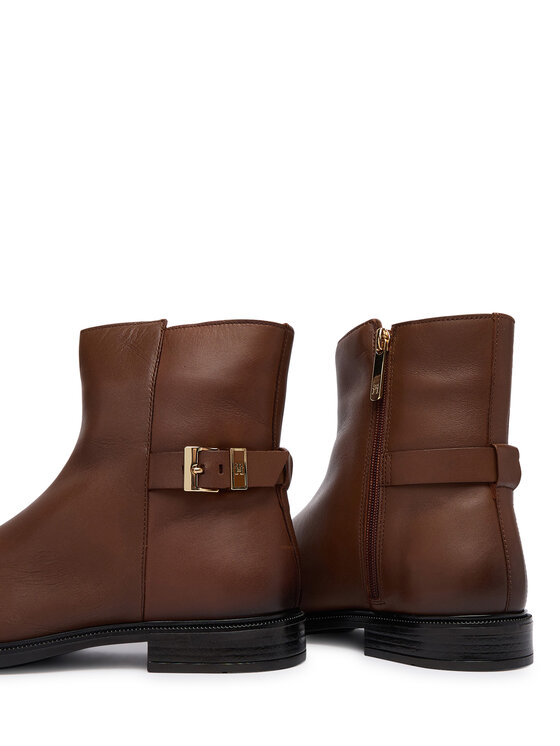 Tommy Hilfiger Členková obuv Tommy Hilfiger Th Buckle Leather Ankle Boot FW0FW09486 Hnedá