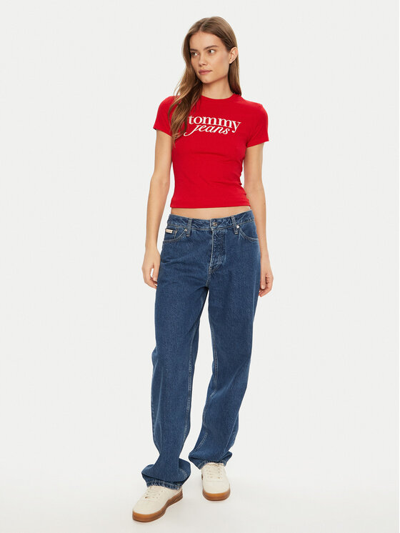 Tommy Jeans Tommy Jeans Majica Essential DW0DW19447 Rdeča Slim Fit