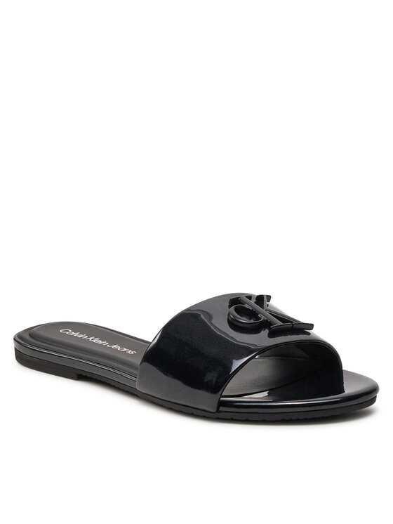Calvin Klein Jeans Şlapi Calvin Klein Jeans Flat Sandal Slide Mg Met YW0YW01348 Negru